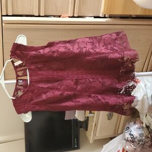 Xhilaration Maroon Lace Sleeveless Tank Blouse Size S